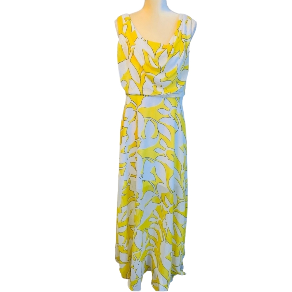 Bisou Bisou Yellow & White Sleeveless Maxi